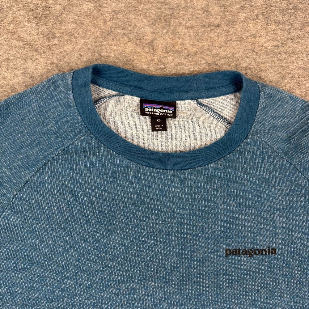 Patagonia P-6 Logo Sweatshirt Long Sleeve Organic Cotton Blue Mens XS - Picture 2 of 11